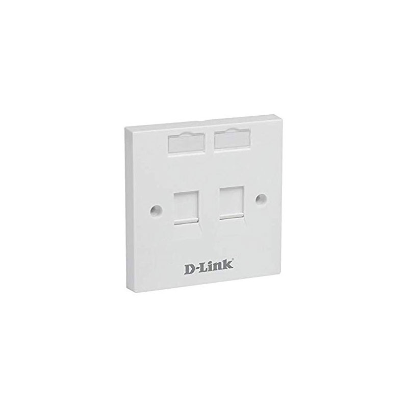 D-link Dual Faceplate Accepts Two Keystone Jacks with Shutter &amp; ID Plate- 86*86 mm - White - Square (NFP-0WHI21)