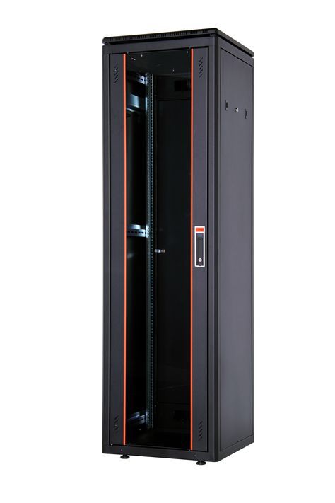 ESTAP EVOLINE 32U FREE-STANDING 19” NETWORK RACK CABINET WITH FRONT GLASS  DOOR and 63% SINGLE VENTED REAR METAL DOOR