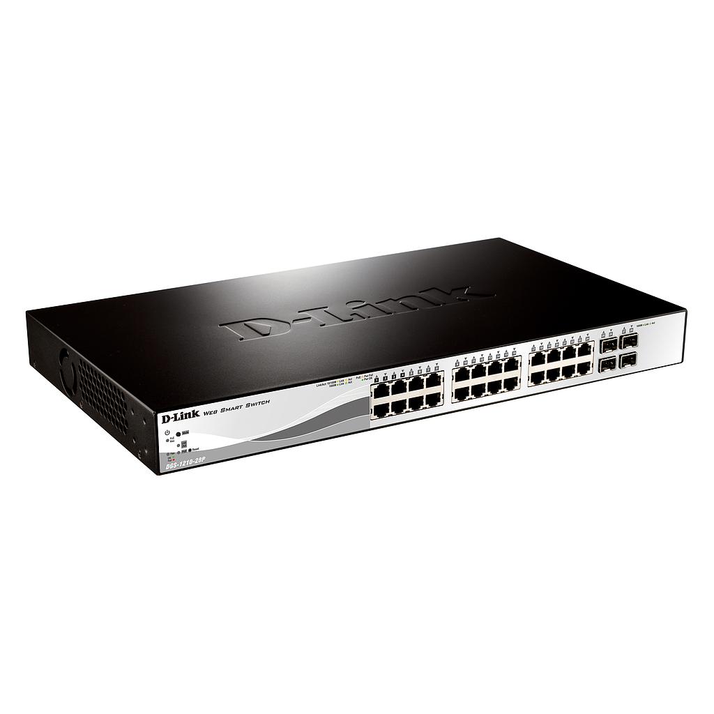 D-Link DGS-1210-28P 24-Port 10/100/1000BaseT PoE + 4 Combo 1000BaseT/SFP ports Web Smart Switch, 193W PoE Switch (802.3af/802.3at support)