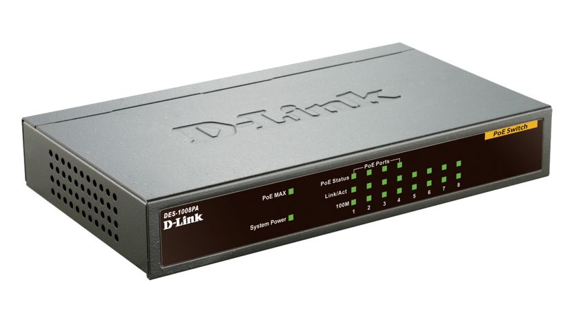 D-link DES-1008PA 8‑Port Fast Ethernet 4 PoE ports Unmanaged Desktop Switch-pure-tech